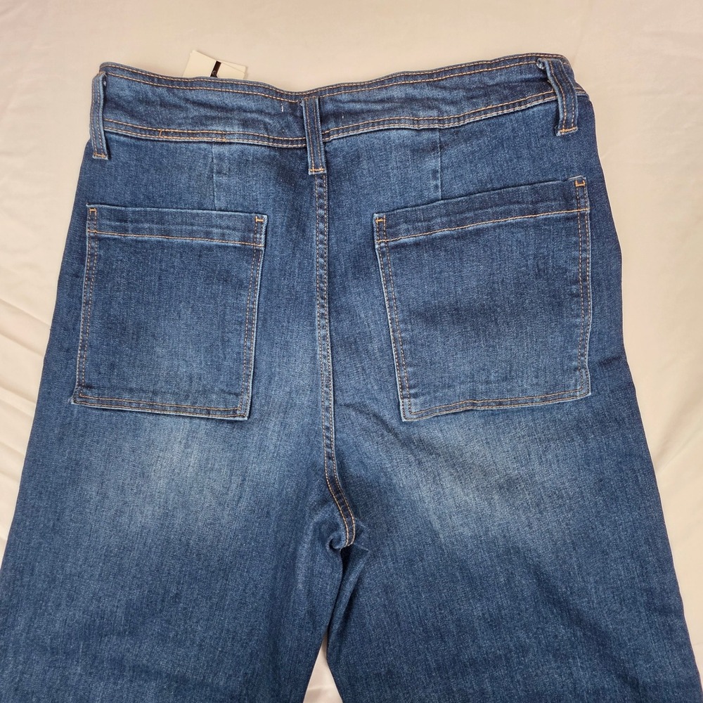 OAT New York High Rise Wide Leg Jeans Dark Wash Raw Hem Size 12/31 F0004-CATJ - Picture 9 of 12
